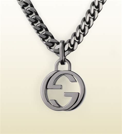 gucci gg silver necklace|Gucci silver and onyx necklace.